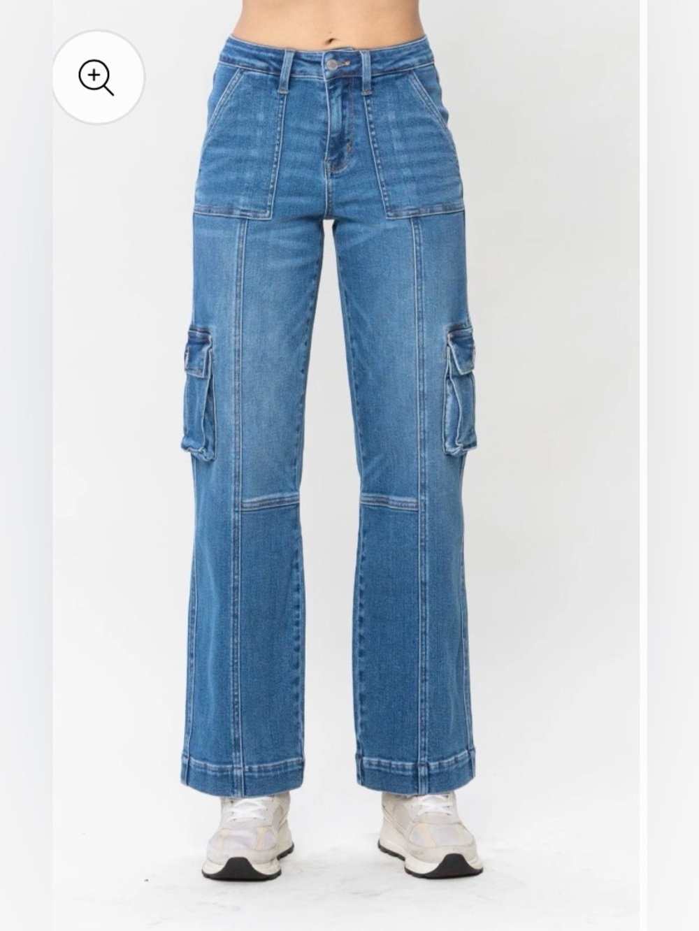 Judy Blue Wide Leg Cargo Jeans High Waisted Size 11 / 30 - Picture 3 of 11
